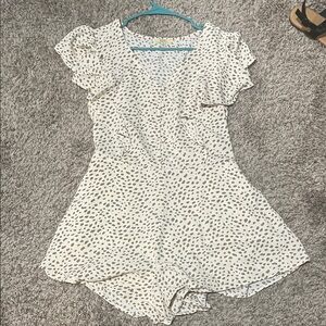 Kori White and Black Polka Dot Romper